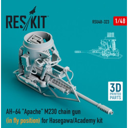 Reskit Rsu48-0323 1/48 Ah64 Apache M230 Chain Gun In Fly Position For Hasegawa Academy Kit 3d Printing
