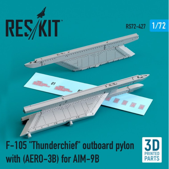 Reskit Rs72-0427 1/72 F105 Thunderchief Outboard Pylon Aero 3b For Aim 9b 3d Printing