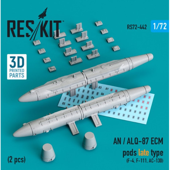 Reskit Rs72-0442 1/72 An Alq87 Ecm Pods Late Type 2 Pcs F4 F111 Ac130 3d Printing
