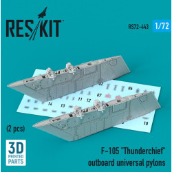 Reskit Rs72-0443 1/72 F105 Thunderchief Outboard Universal Pylons 2 Pcs 3d Printing