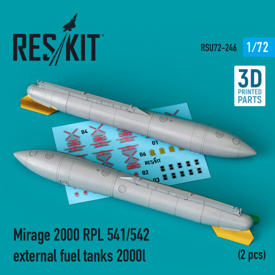 Reskit Rsu72-0246 1/72 Mirage 2000 Rpl 541 542 External Fuel Tanks 2000lt 2 Pcs 3d Printing
