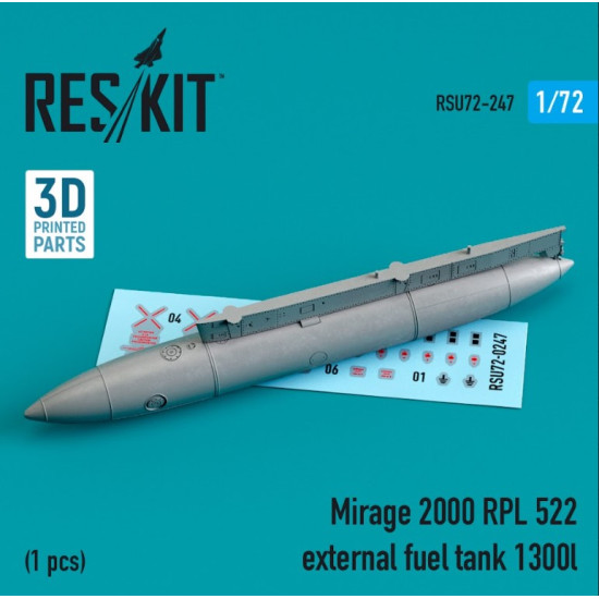 Reskit Rsu72-0247 1/72 Mirage 2000 Rpl 522 External Fuel Tank 1300lt 3d Printing