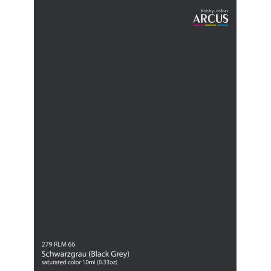 Arcus A279 Acrylic Paint Rlm 66 Schwarzgrau Saturated Color