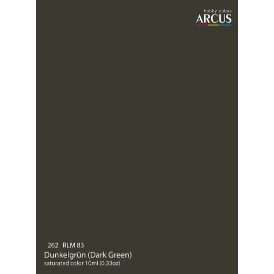 Arcus A262 Acrylic Paint Luftwaffe 262rlm83 Dunkelgrun Dark Green Saturated Color