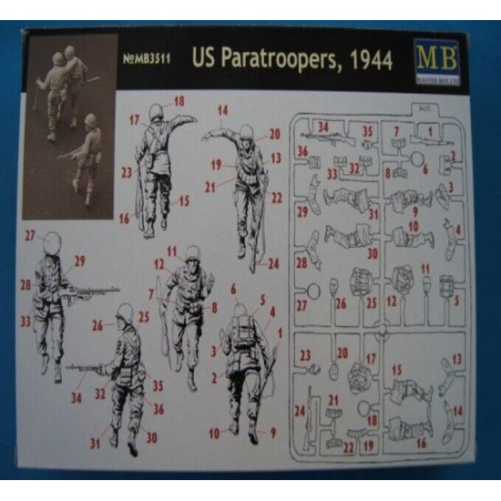 Master Box 3511 1/35 Us Paratroopers 1944 Figures Model Kit