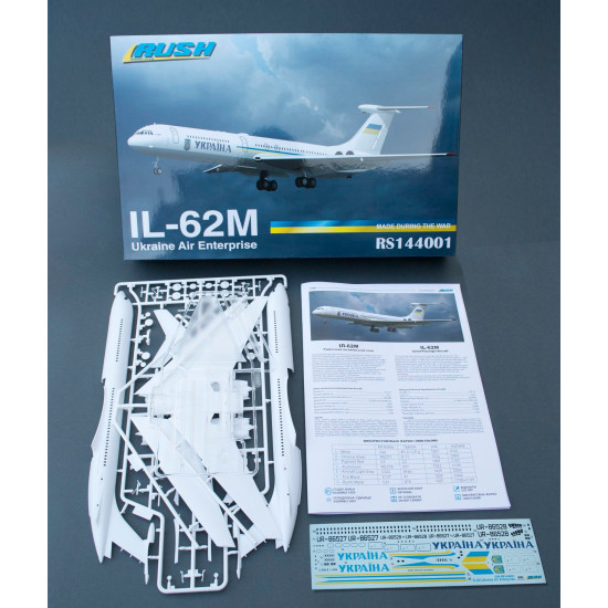 Rush Model Kits 144001 1/144 Il-62m Ukraine Air Enterprise Long-range Airliner