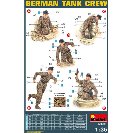 Miniart 35060 1/35 German Tank Crew France 1944 Plastic Figures Kit
