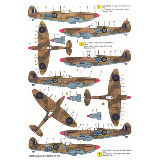 Techmod 48024 1/48 Supermarine Spitfire Mk.ix 1943 N.africa Aircraft Wet Decal