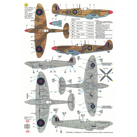 Techmod 48024 1/48 Supermarine Spitfire Mk.ix 1943 N.africa Aircraft Wet Decal