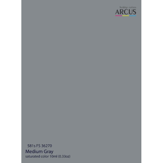 Arcus A581 Acrylic Paint Fs 36270 Medium Gray Saturated Color