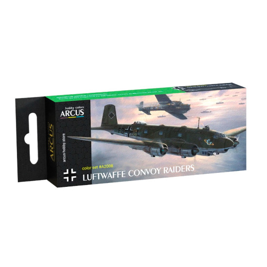Arcus A2008 Acrylic Paints Set Luftwaffe Convoy Raiders 6 Colors In Set 10ml