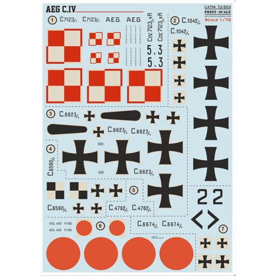 Print Scale 72-503 1/72 Decal For Aeg C.iv Accessories For Aircraft