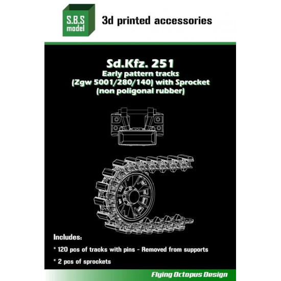 Sbs 3d008 1/35 Sd.kfz.251 Early Pattern Tracks And Sprocket Non Poligonal