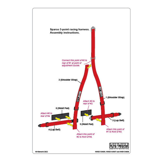 Kits World Kw3d124008 1/24 3d Decals Sparco 3-point Racing Harness Black