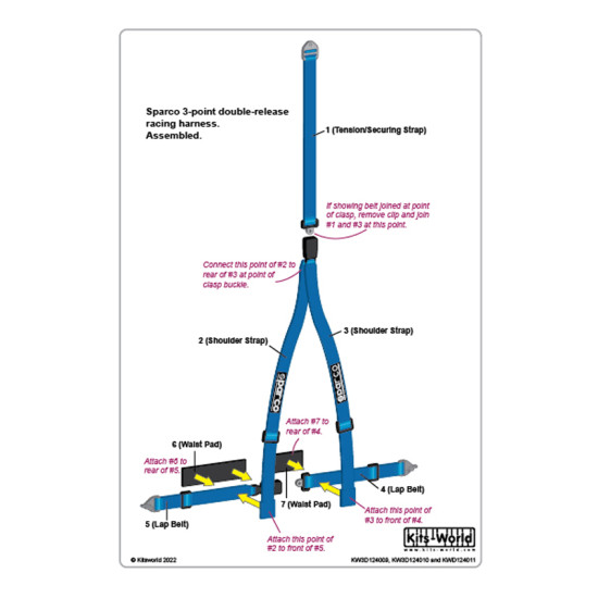 Kits World Kw3d124009 1/24 Sparco 3-point Double Release Racing Harness Red