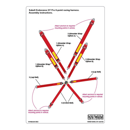 Kits World Kw3d124030 1/24 3d Decal Sabelt Endurance Gt Pro 6-point Harness Red