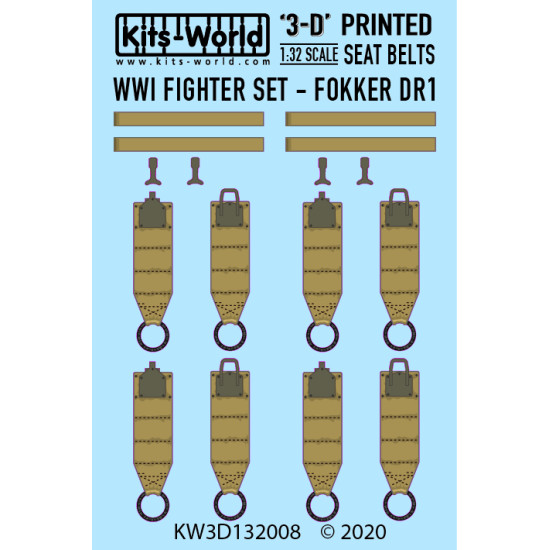 Kits World Kw3d132008 1/32 3d Decal Wwi Fighter Set Fokker Dr1 Seat Belt Set