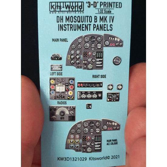 Kits World Kw3d1321029 1/32 De Havilland Mosquito B Mk.iv/Pr Mk.iv Instrument Panel