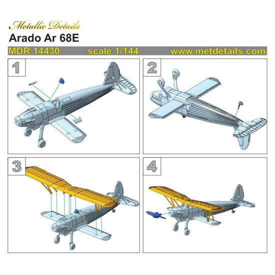 Metallic Details Mdr14430 1/144 Arado Ar 68e Aircraft Model Kit