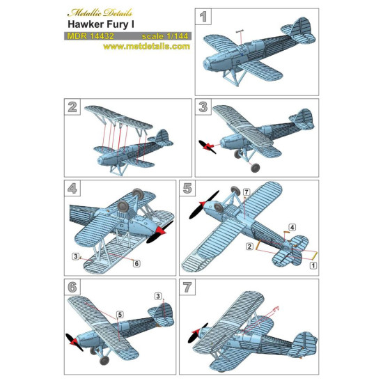 Metallic Details Mdr14432 1/144 Hawker Fury I Aircraft Model Kit