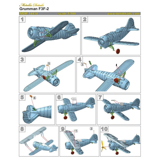Metallic Details Mdr14434 1/144 Grumman F3f 2 Aircraft Model Kit