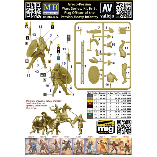 Master Box 32022 1/32 Greco-persian Wars Series Flag Officer Of The Persian Heavy Infantry