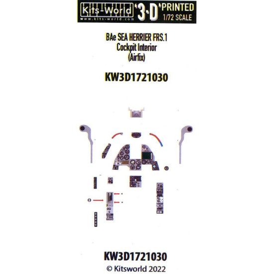 Kits World Kw3d1721030 1/72 3d Decal Bae Harrier Frs.1 Cockpit Interior Airfix