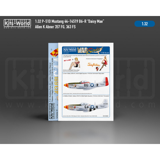 Kits World Kw132002 1/32 Decal For P-51d Mustang Daisy Mae/Temptation