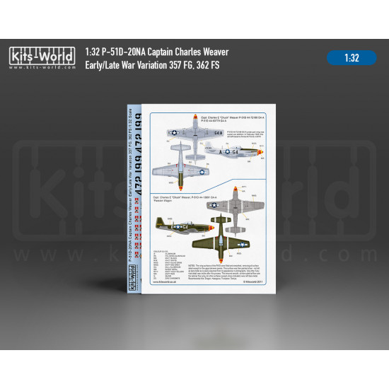 Kits World Kw132003 1/32 Decal For P-51d Mustang Passion Wagon 357 Fg 362