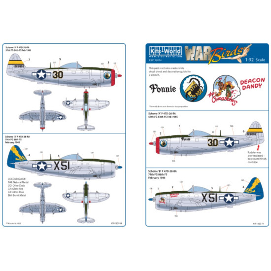 Kits World Kw132014 1/32 Decal For P-47d Thunderbolt Ponnie Deacon Dandy