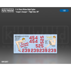 Kits World Kw132017 1/32 Decal For Northrop P-61 Coopers Snooper Night Take-off