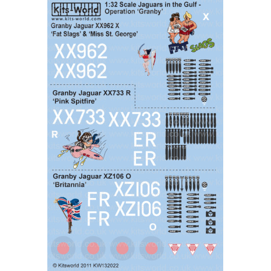 Kits World Kw132022 1/32 Decal For Jaguar In The Gulf Operation Granby