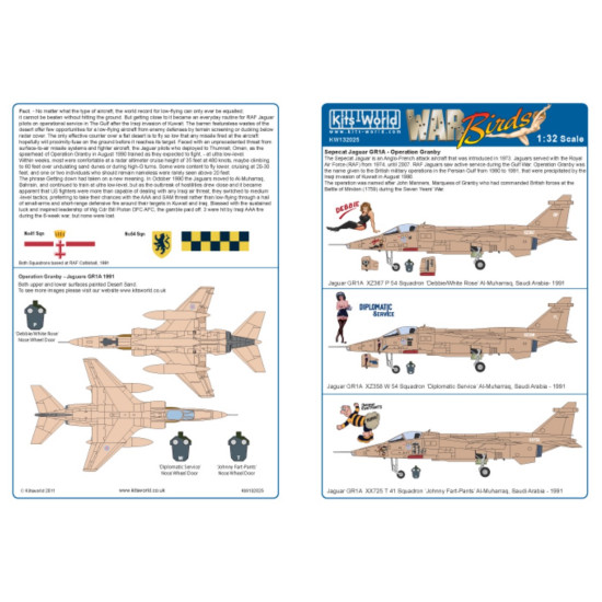 Kits World Kw132025 1/32 Decal Jaguar In The Gulf Operation Granby