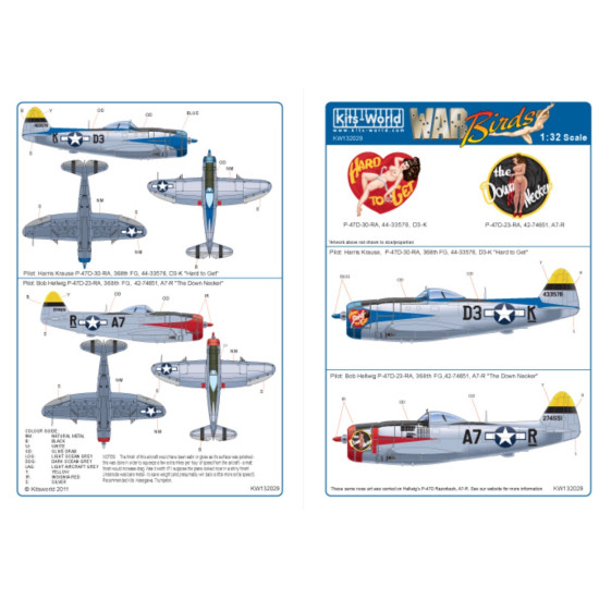 Kits World Kw132029 1/32 Decal P-47d Thunderbolts Bubbletop 368th Fighter Group Kits World Kw132029 1/32 Decal P-47d Thunderbolts Bubbletop 368th Fighter Group