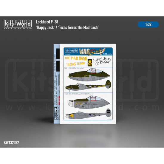 Kits World Kw132032 1/32 Decal Lockheed P-38 Lightning Happy Jack Texas Terror