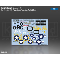 Kits World Kw132032 1/32 Decal Lockheed P-38 Lightning Happy Jack Texas Terror