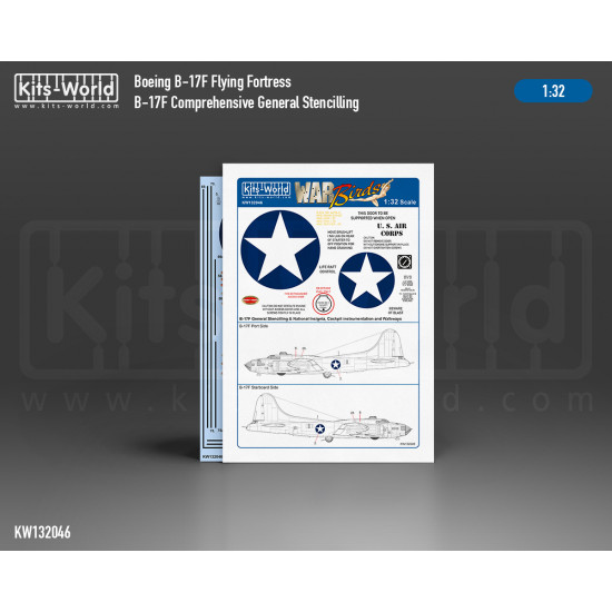 Kits World Kw132046 1/32 Decal For Boeing B-17f/G Early National Insignia
