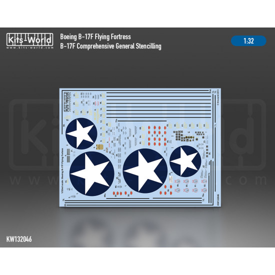 Kits World Kw132046 1/32 Decal For Boeing B-17f/G Early National Insignia