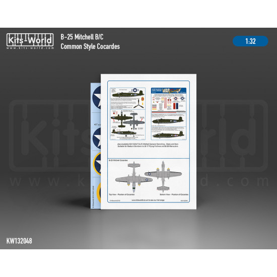 Kits World Kw132048 1/32 Decal For N/A B-25b/C/H/J Mitchell Concardes Kits World Kw132048 1/32 Decal For N/A B-25b/C/H/J Mitchell Concardes