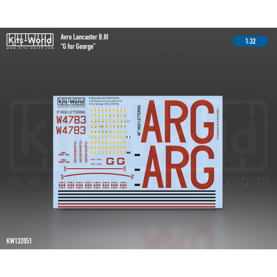 Kits World Kw132051 1/32 Decal For Avro Lancaster B.iii G For George