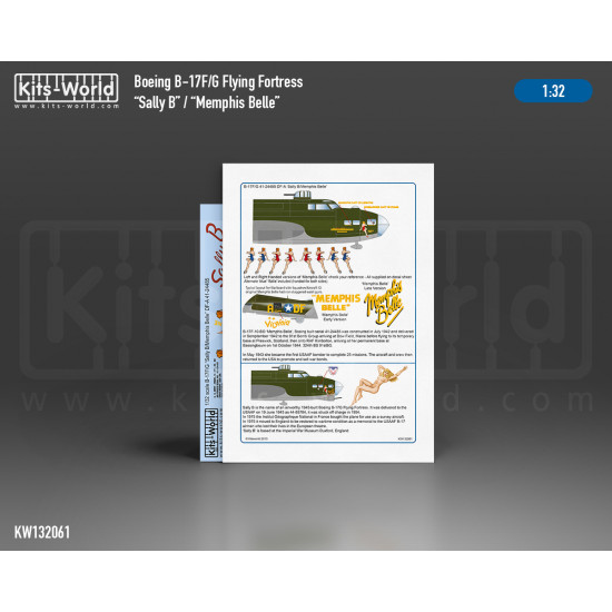 Kits World Kw132061 1/32 Decal For Boeing B-17f/G Flying Fortress