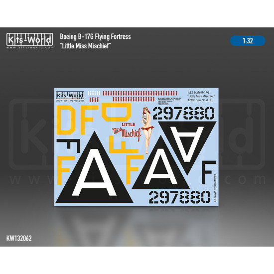 Kits World Kw132062 1/32 Decal For Boeing B-17g Flying Fortress