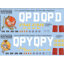 Kits World Kw132077 1/32 Decal For P-47d Thunderbolts Razorback