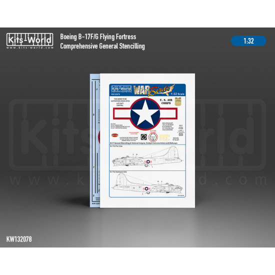 Kits World Kw132078 1/32 Decal For Boeing B-17f/G Flying Fortress