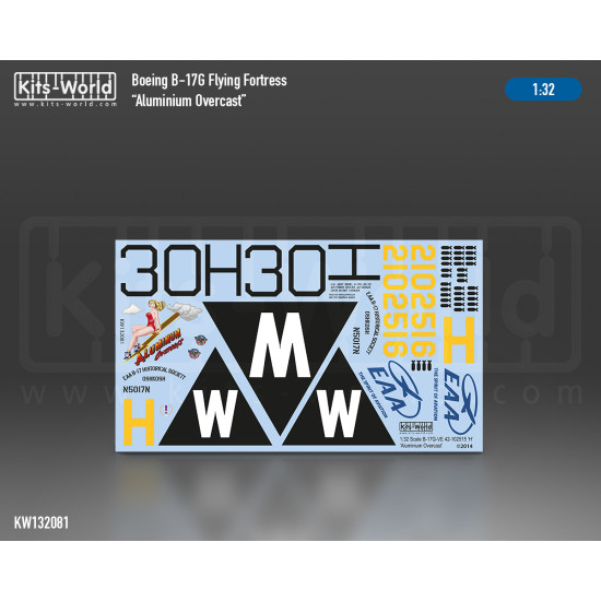 Kits World Kw132081 1/32 Decal For Boeing B-17g Flying Fortress