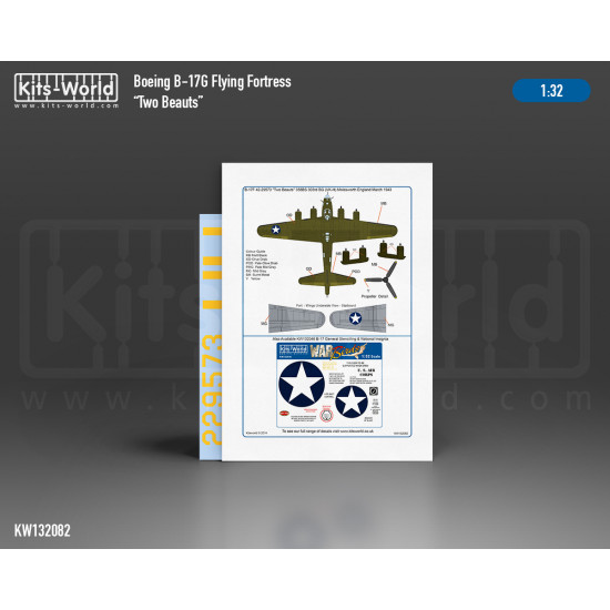 Kits World Kw132082 1/32 Decal For Boeing B-17g Flying Fortress