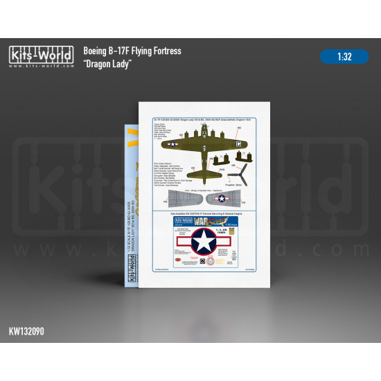 Kits World Kw132090 1/32 Decal For Boeing B-17f Flying Fortress