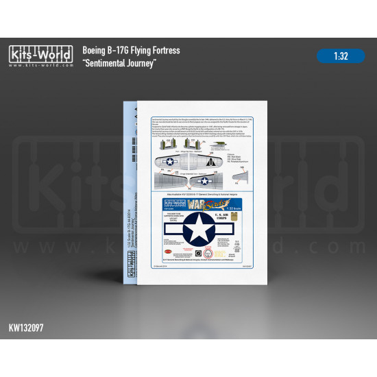 Kits World Kw132097 1/32 Decal For Boeing B-17g Flying Fortress