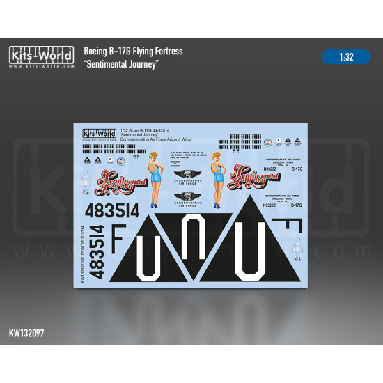 Kits World Kw132097 1/32 Decal For Boeing B-17g Flying Fortress
