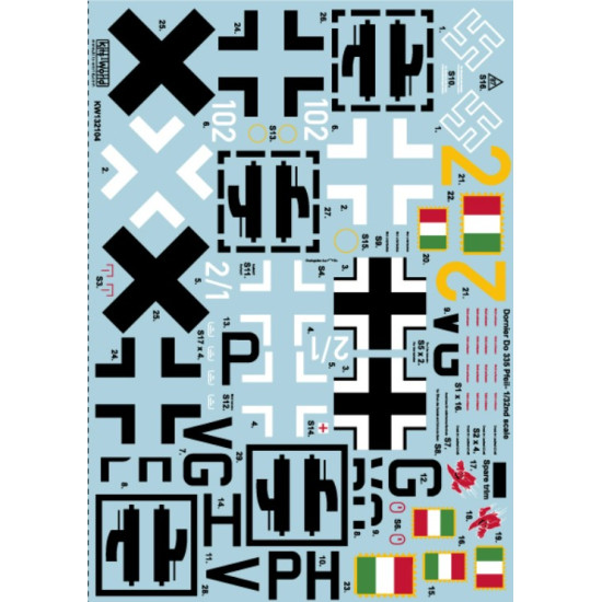 Kits World Kw132104 1/32 Decal For Dornier Do 335b-2 Pfeil Hk Model Kit